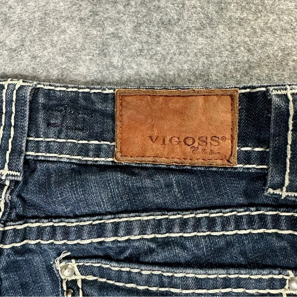 Vigoss Dark Wash Thick Stitch Embellished Fit Skinny Jean. Sz: 3/4 - Picture 12 of 12